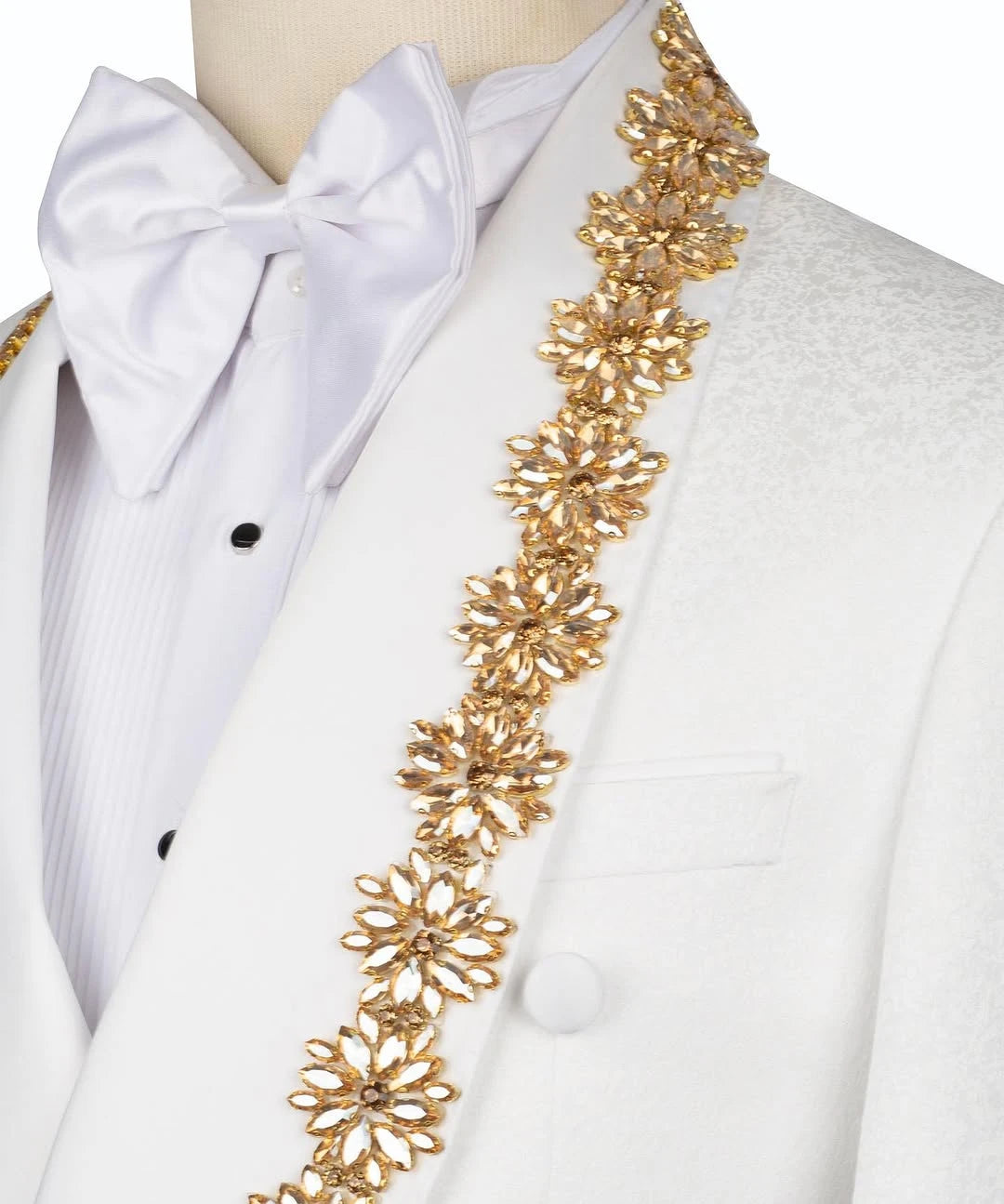 Men Suits Wedding Elegant 2 Pieces Set Coat Shawl Lapel Jacquard Crystal Tailor-Made Groom Blazer Party Customized Jacket Pants