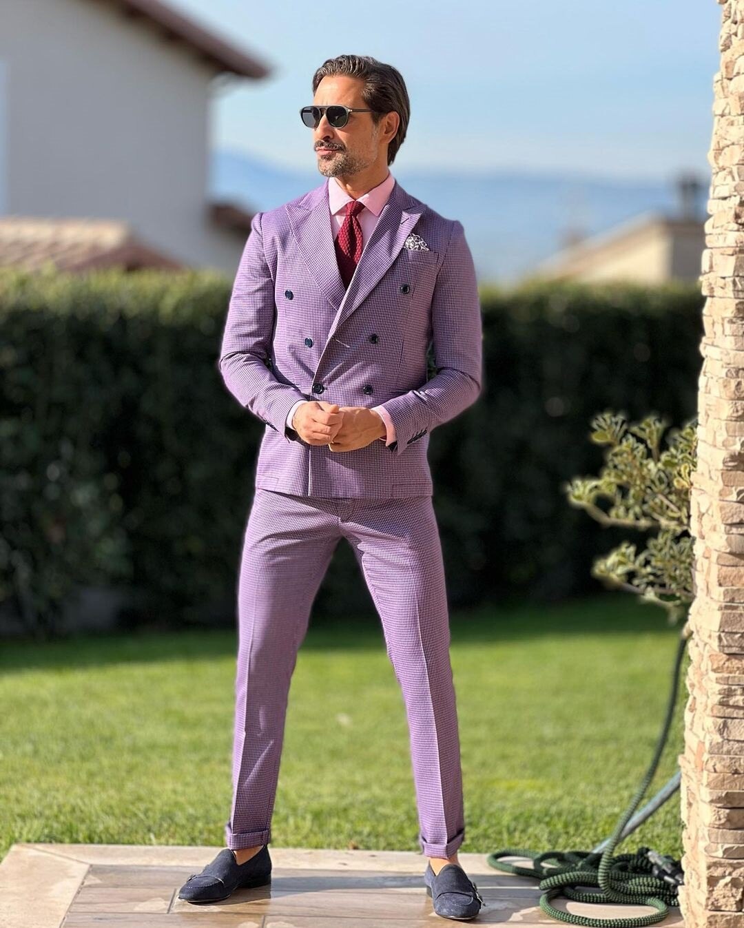 Costume classique violet pour homme, croisé, sur mesure, deux pièces, veste et pantalon, costume de créateur pour occasion formelle 