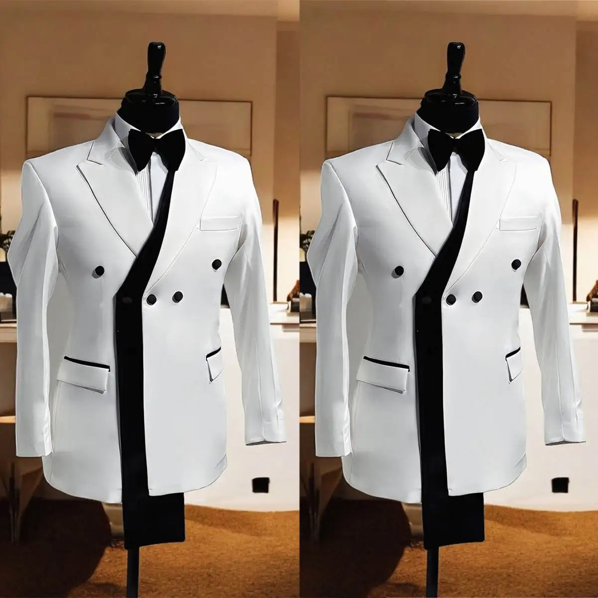 Fashion Men Wedding Suits Coat Peaked Lapel Double Breasted Tuxedos Groom Business Blazer Custom Made Only Jacket