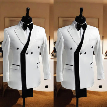 Fashion Men Wedding Suits Coat Peaked Lapel Double Breasted Tuxedos Groom Business Blazer Custom Made Only Jacket