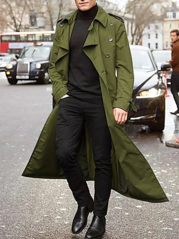 Streetwear Fashion Trench Men's Thin Coat Designer Overlong British Coats Man's Clothing with Epaulets Men's Jackets for Spring