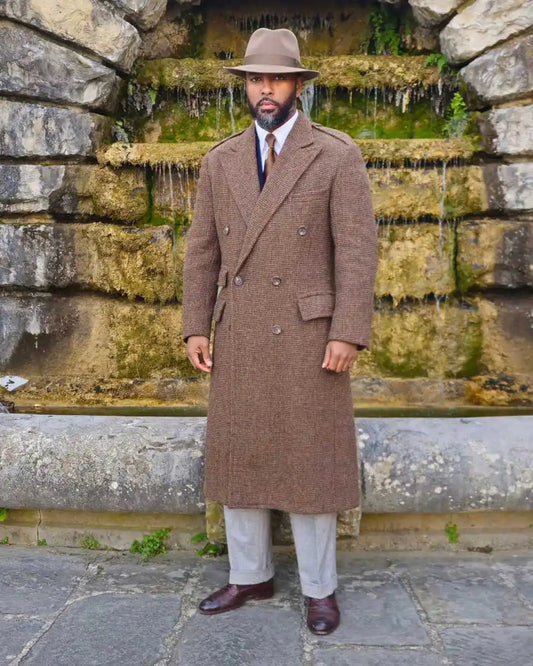 Modern Woolen Men's Wedding Long Blazer Peaked Lapel Double Breasted Jacket Tuxedos Business Party Wear Long Overcoat Customized