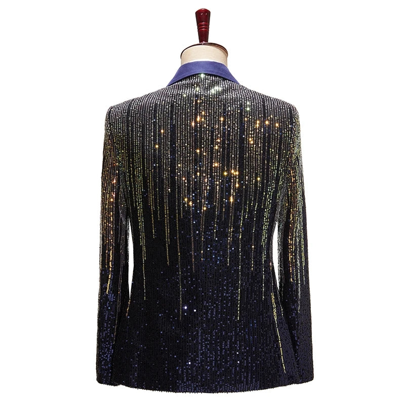 Glamoroso conjunto de esmoquin con lentejuelas para hombre, blazer y pantalón, para fiestas, bodas y eventos especiales: una declaración de moda a medida.