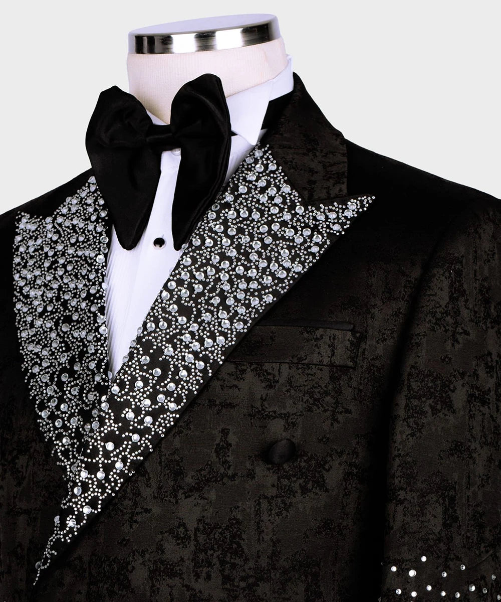 Luxury Wedding Tuxedos Beads 1 Piece Blazer Peaked Lapel Single Breasted Formal Prom Jacket Slim Fit Custom Made