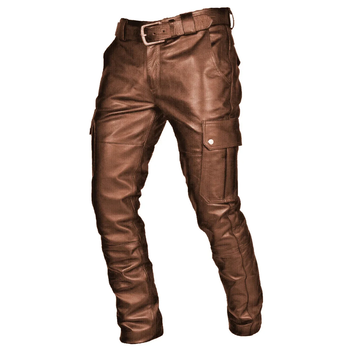 Deep Black System Rock Biker Leather Pants Male Casual American PU Trouser Without Belt