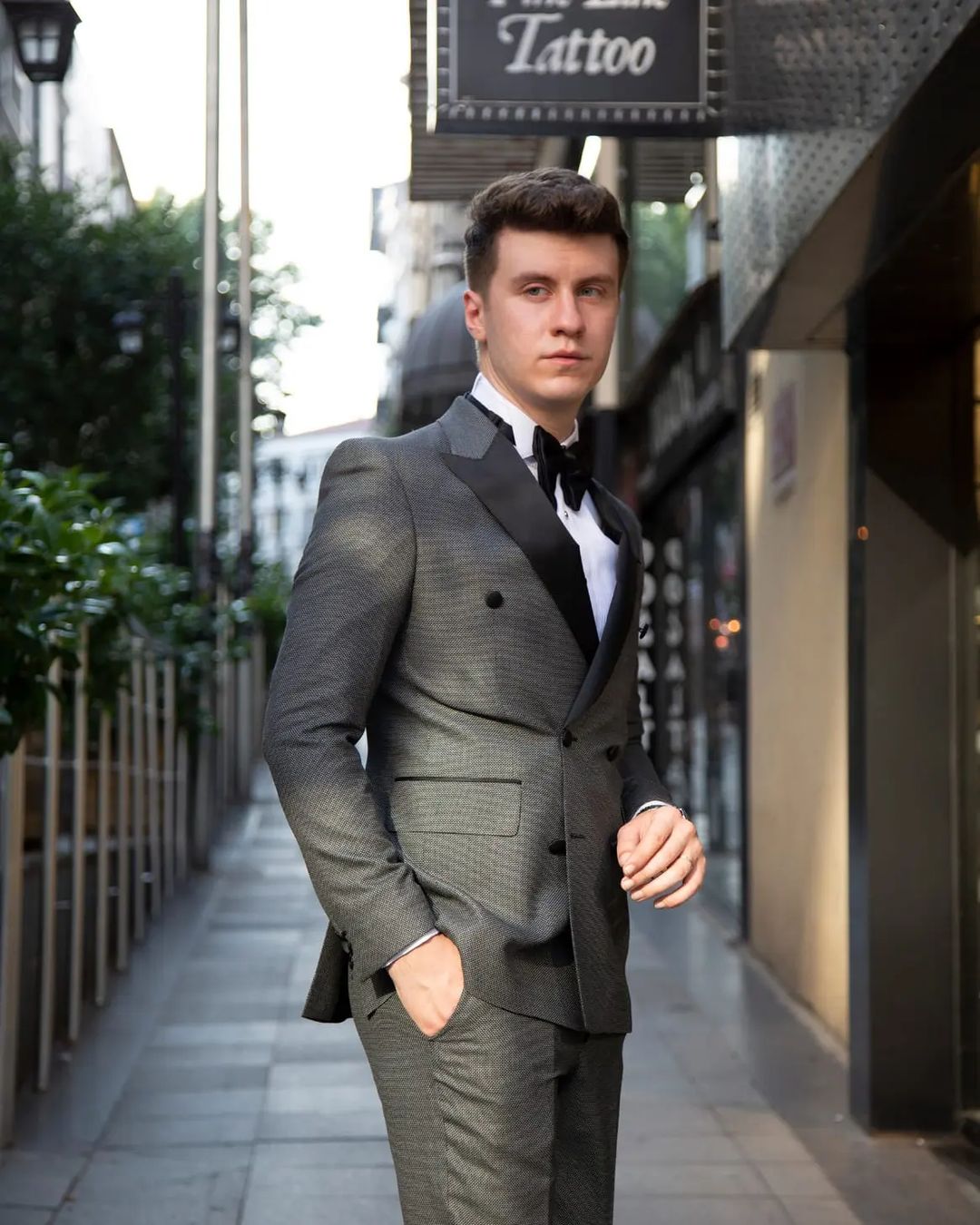 Traje de negocios negro para hombre, esmoquin de boda, doble botonadura, chaqueta y pantalón de dos piezas, trajes de novio para padrinos de boda.