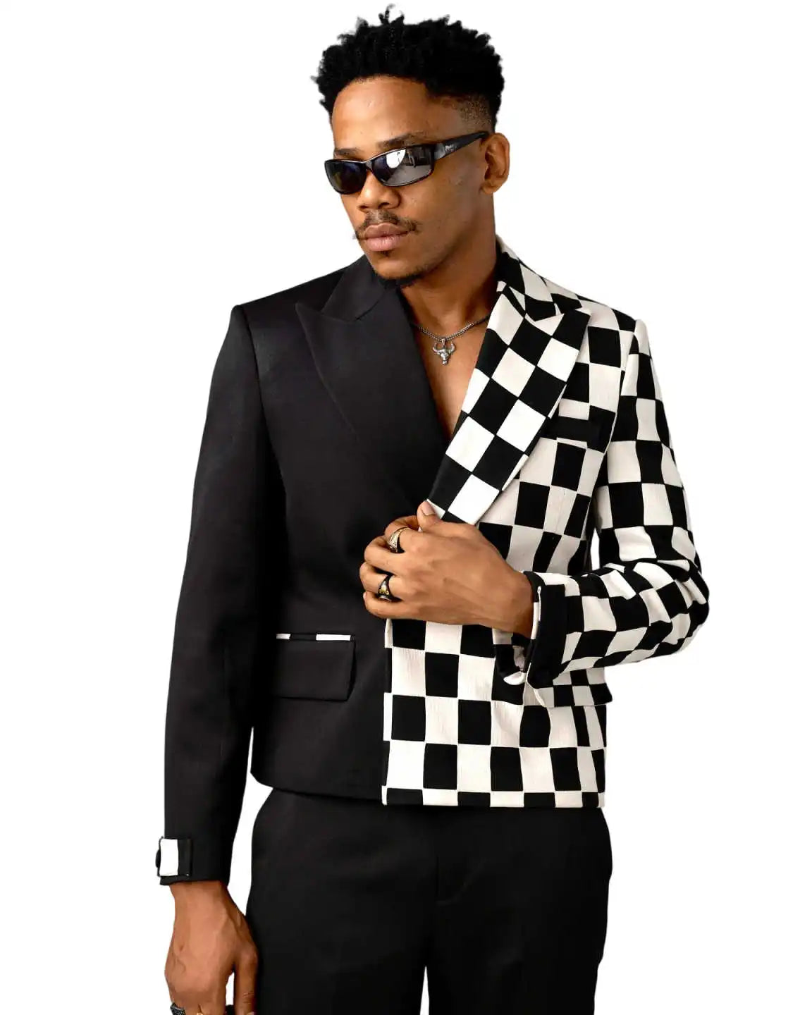 Printed Grid Mens Suit 2 Pieces Jacket Pants Peaked Lapel Fashion Party Jackets Special Occasions Customized Plus Size
