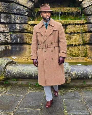 Herringbone Men Suit 1 Piece Long Blazer Overcoat Woolen Winter Customized Formal Office Jacket Groom Wedding Tuxedo King Coat