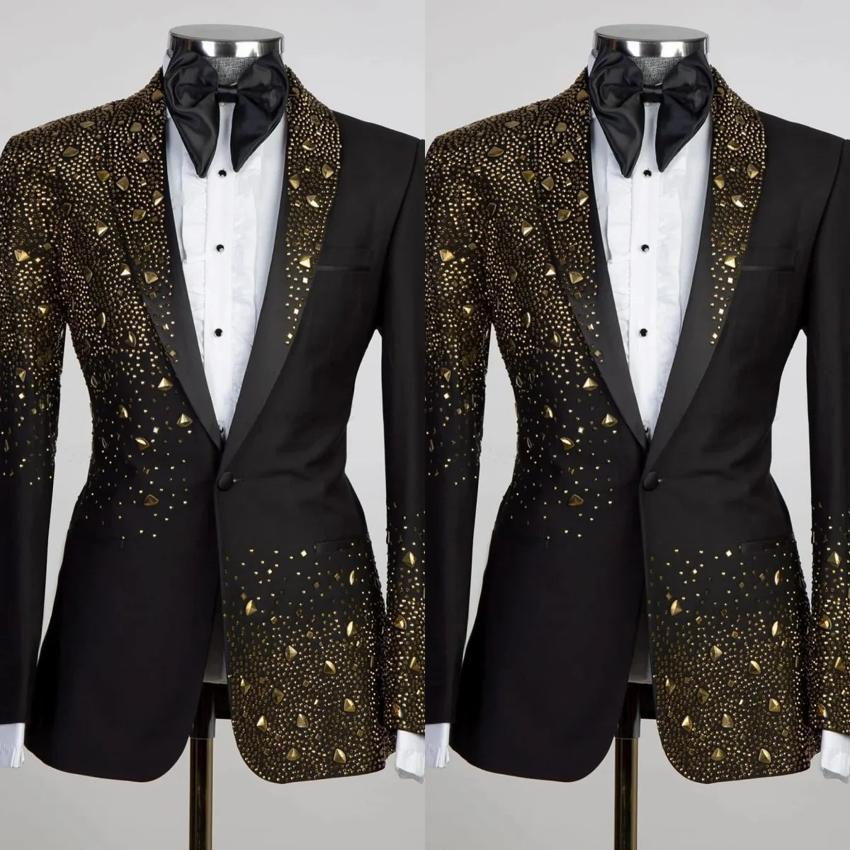 Vintage Men Suits Tailor-Made 2 Pieces Set Shawl Lapel Blazer Wedding Rhinestone Beaded One Button Customized Jacket Pants