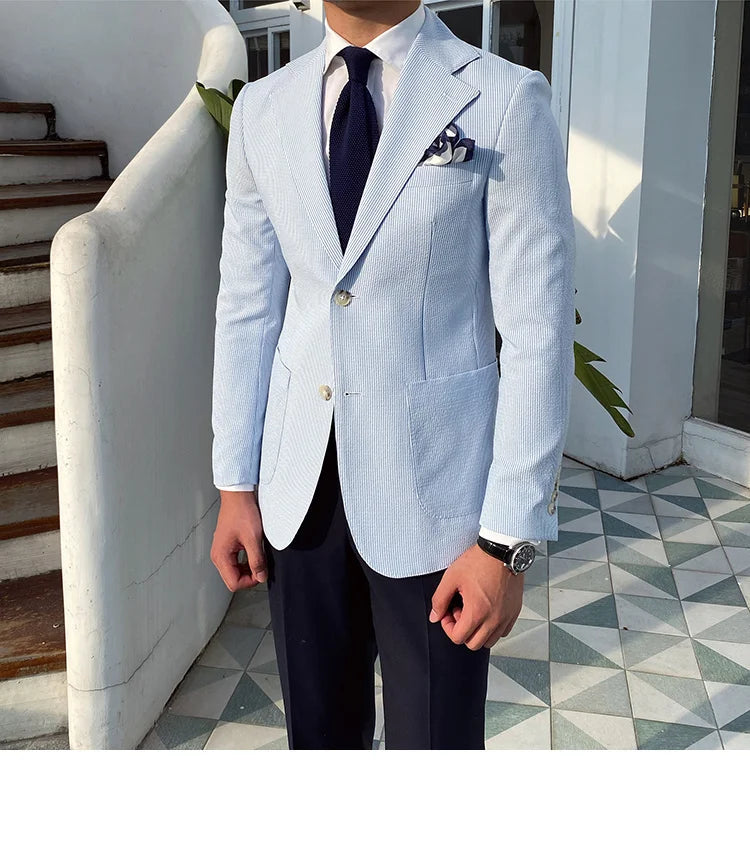Traje de novio Royal Blazer para hombre, corte entallado, para fiesta, oficina, traje de un solo botón, chaqueta de traje para hombre, esmoquin para hombre 