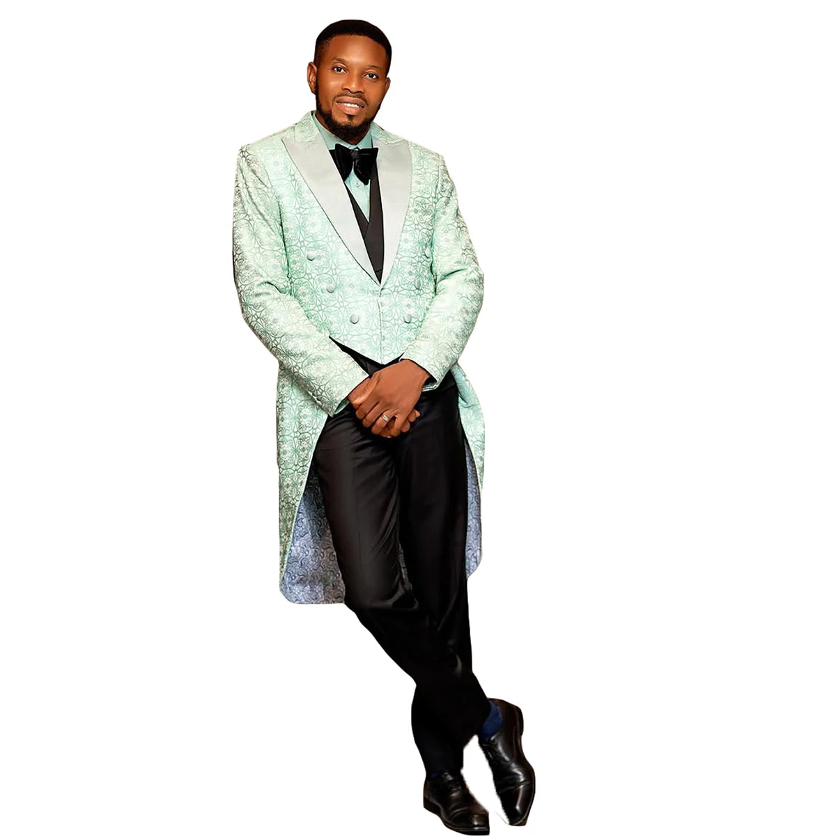 Modern Men Suits Jacquard Tailor-Made One Piece Peaked Lapel Only Blazer Floral One Button Groom Customized Coat