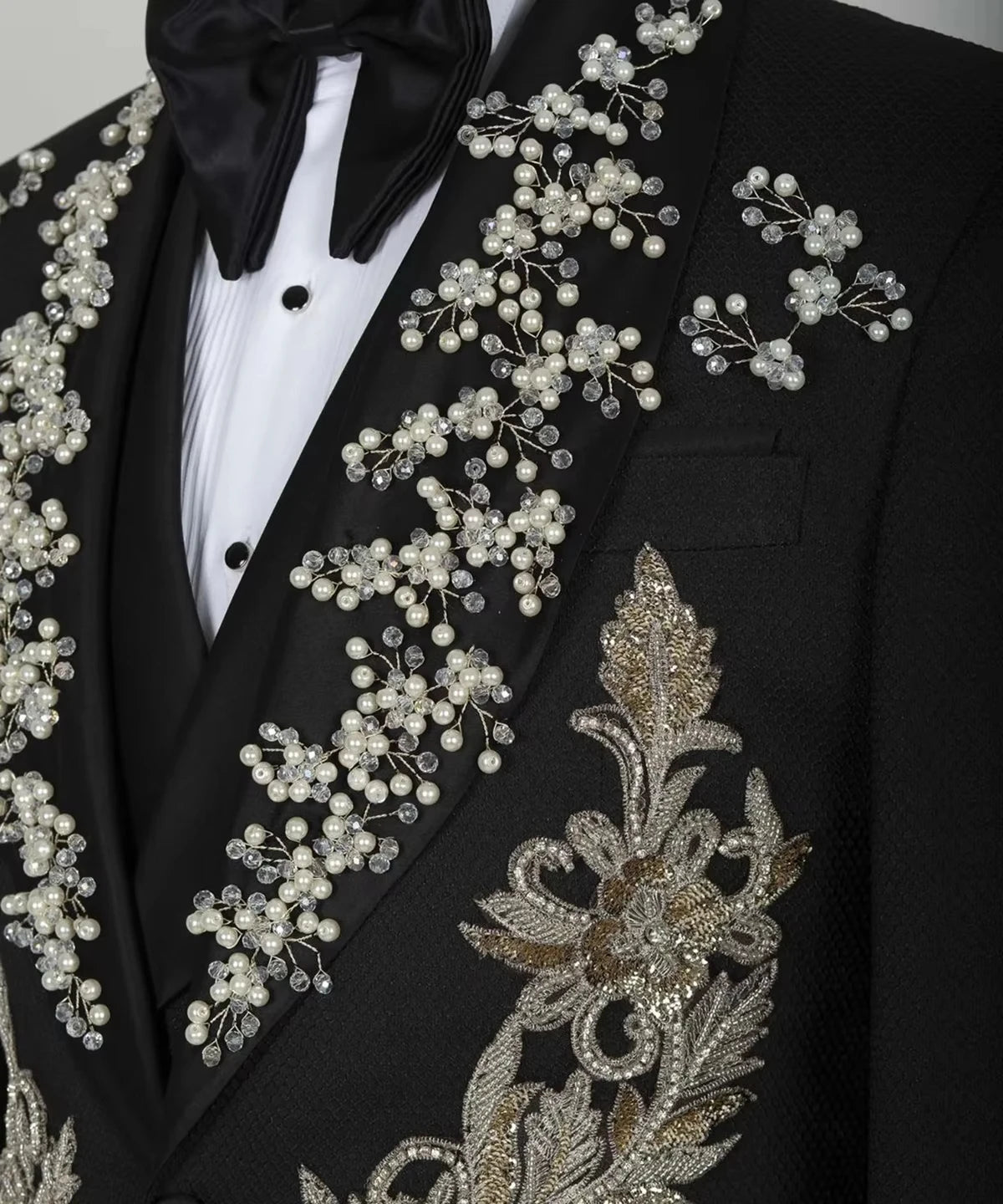 Customized Luxury Men Suit 2 Pieces Blazer Vest Tuxedo Appliques Sequins Beaded Slim Fit Wedding Groom Formal Occasions Prom