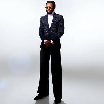 Luxury Groom Tuxedos Black Shinny Diamond Sequins Men's Wedding Suits Long Prom Blazers Bridegroom Costume Homme Customized