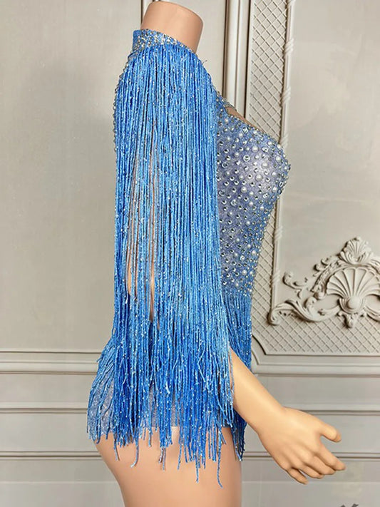 Hot Stamping Tassel Sexy Elastic Jumpsuit  New Fashion Custom Women'S Clothing