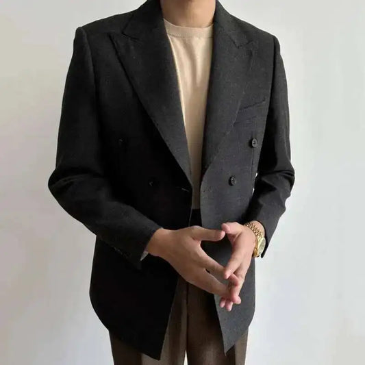 Italian Double Breasted Suit for Men Gentleman Business Blazer Hombre Luxury Retro Fall Long Sleeve Suit Dress Prom Blazers Men