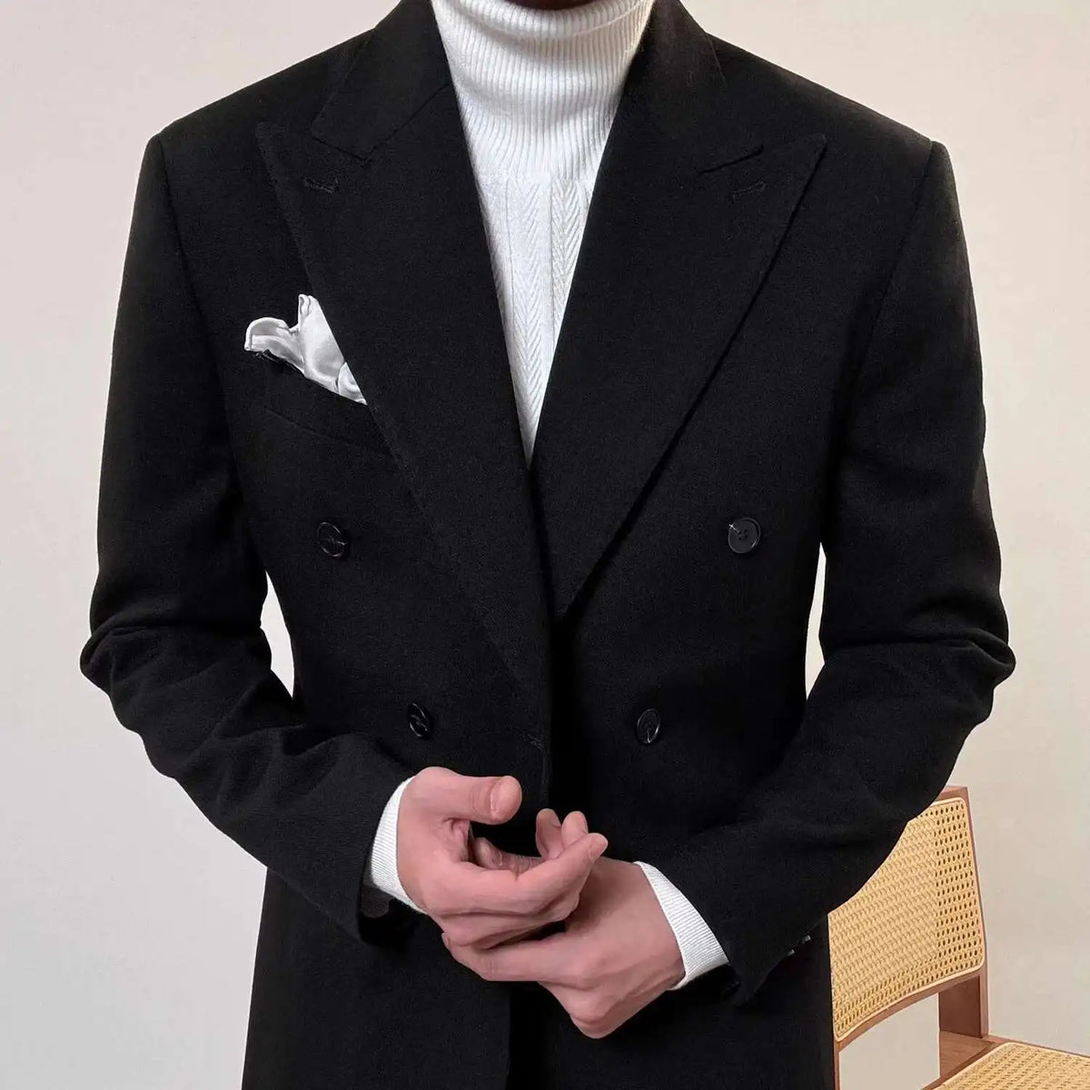 Italian Style Double Breasted Blazer Men Lapel Collar Casual Business Autumn Jacket Men Blazer Masculino Slim Fit Blazer Hombre