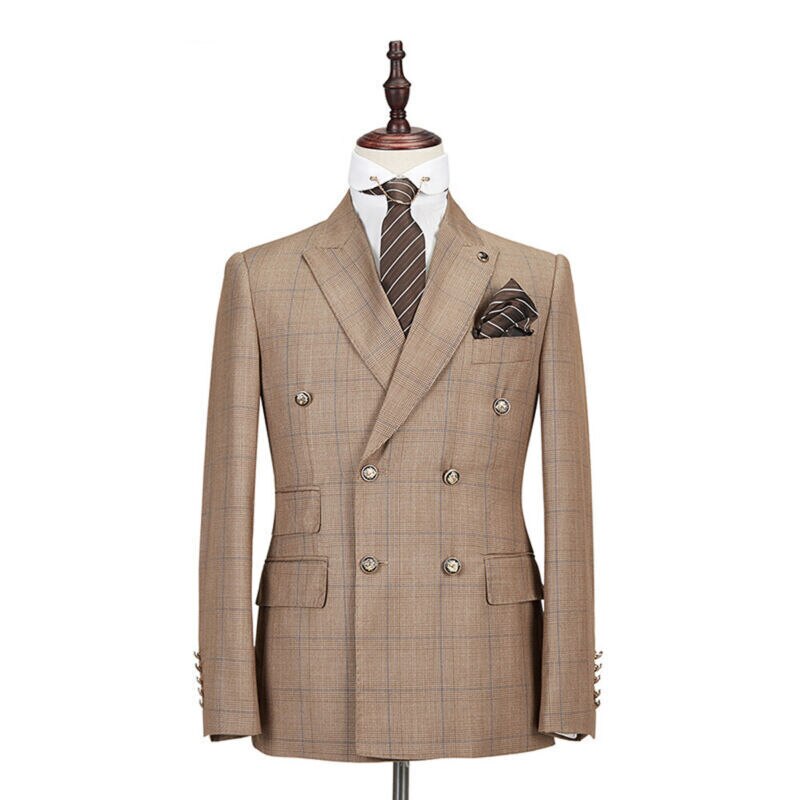 Trajes de negocios únicos de color champán para hombre con chaqueta de una sola pieza, hechos a medida, de diseñador, para bodas y ocasiones formales. 
