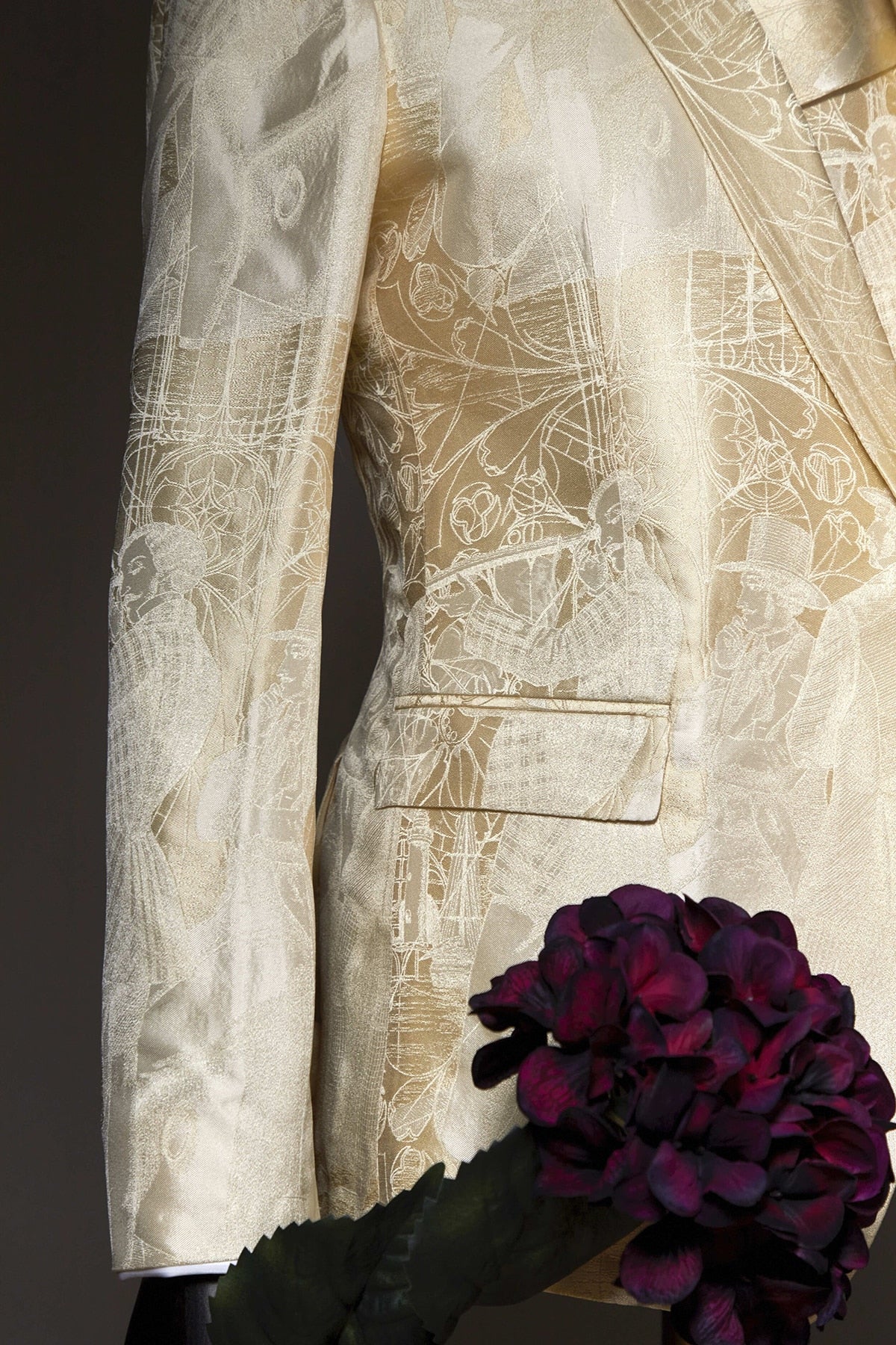 Traje de boda para hombre en jacquard brillante, nuevo traje de caballero a medida, de 2 piezas, abrigo y chaleco ajustados, traje formal para ocasiones especiales. 
