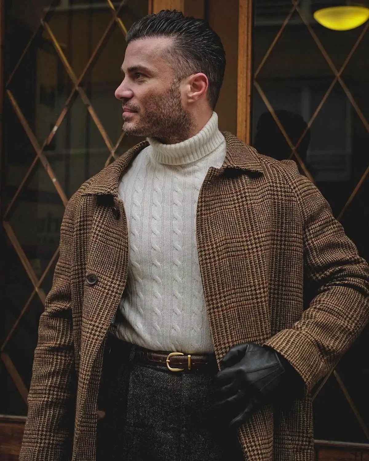 Herringbone Woolen Autumn Long Men's Coat Tuxedos Single Breasted Groom Wear Business Party Coats Only Blazer Customized