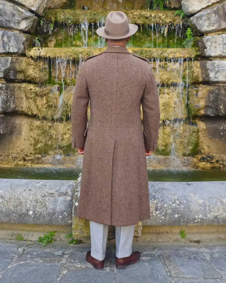 Modern Woolen Men's Wedding Long Blazer Peaked Lapel Double Breasted Jacket Tuxedos Business Party Wear Long Overcoat Customized