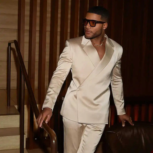 Handsome Wedding Tuxedos 2 Piece Set Jacket Pant Notched Lapel Men Suit One Button Party Show Prom Male Suits Customized