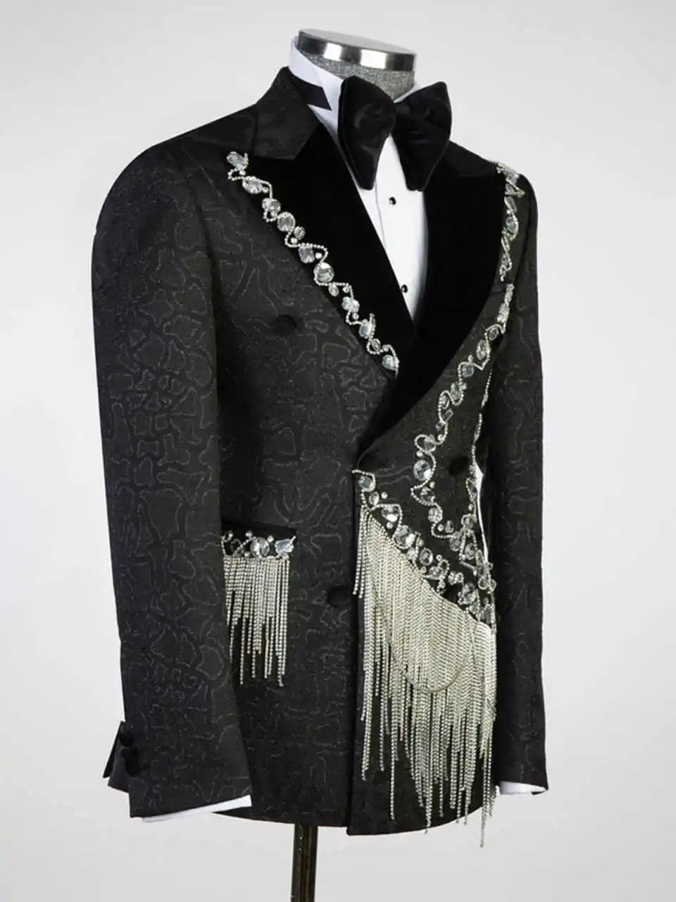 Luxury Beading Wedding Tuxedos 1 Piece Set Jacket Double Breasted Men Suit Designer Crystal Groom Blazers Customized