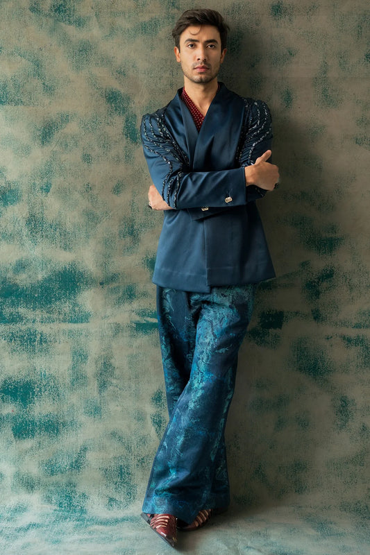 Unique Men Suits Shawl Lapel Tailor-Made One Piece Jacket Beads Rhinestone Groom Blazer Evening Party Customized Coat