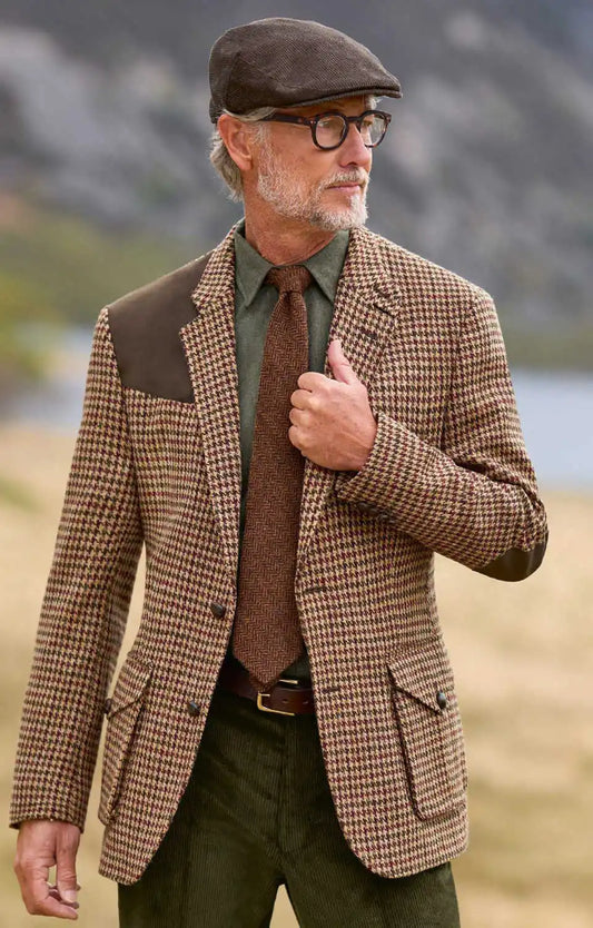 Trajes de hombre de una pieza de pata de gallo de lana a la moda personalizados, abrigo para hombre con solapa, chaqueta de negocios