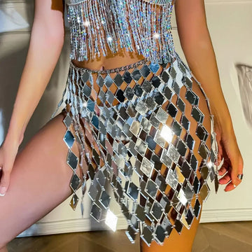 Casual Handmade Sexy Acrylic Ultra-Short Skirt Nightclub Prom Dresses