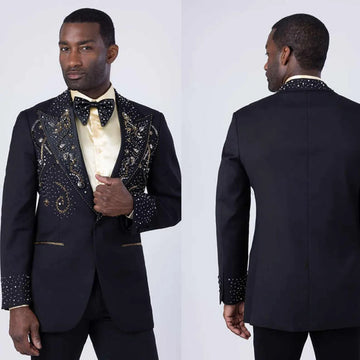 Customized Elegance Rhinestone Men Suits 2 Piece Sets Party Blazer Slim Fit Diamond Homme High Quality Formal Groom Tuxedos