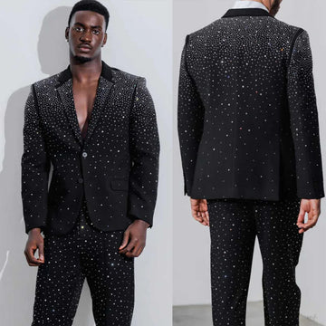 High Quality Diamond Mens Suits Groom Wedding Tuxedos 2 Pieces Fashion Bridegroom Prom Blazers Ropa Hombre Customized
