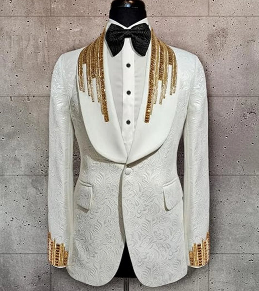 Luxury Diamond Shawl Lapel Men Suits Slim Fit Customized Groom Party Tuxedos 2 Pieces Sets Fashion Male Blazers Costumes Homme