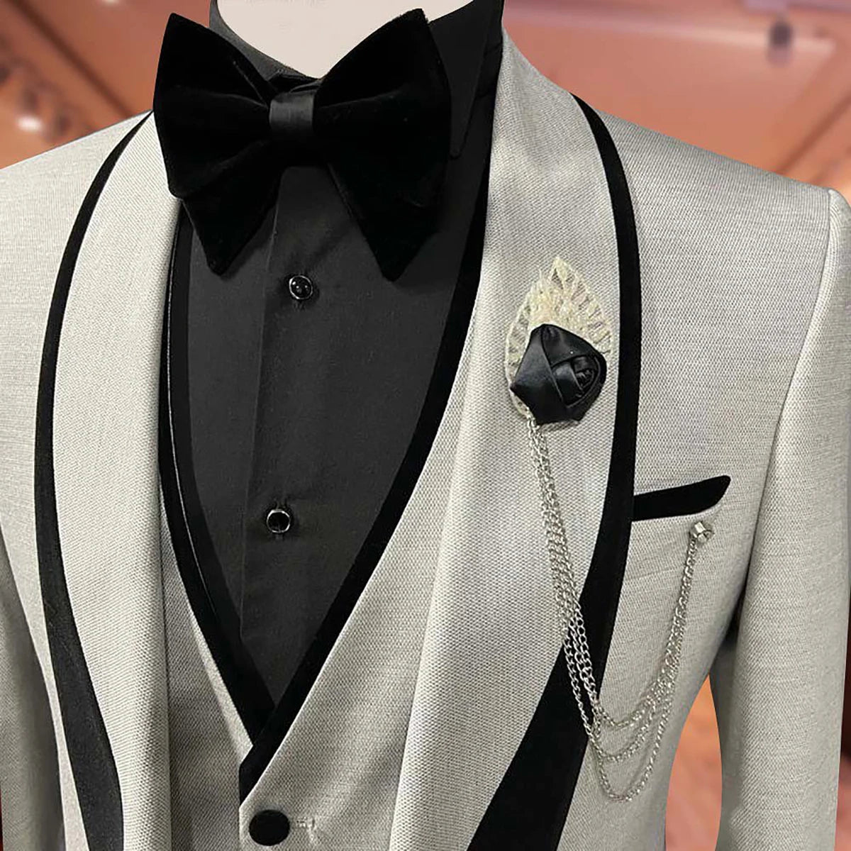 New Men Wedding Suits One Button Tuxedos Slim Fit Groom Wear Business 2 Pieces Jacket Vest Terno Masculino Customize