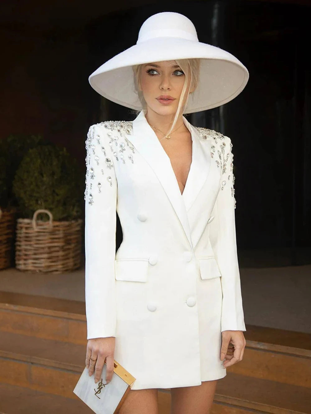 Blazer de traje negro ajustado para mujer, para boda, de lujo, con cristales y diamantes, 1 pieza, formal, para oficina, vestido de fiesta de graduación hecho a medida