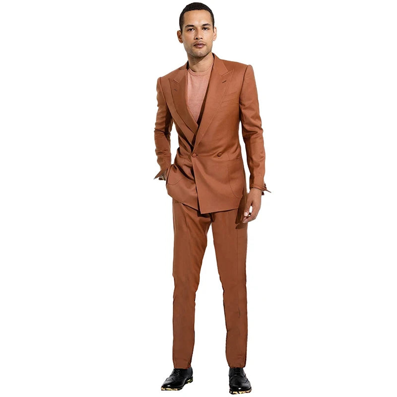 Costume 2 pièces pour homme, veste et pantalon croisés, revers en pointe, pour soirée formelle, bal de promo, affaires 