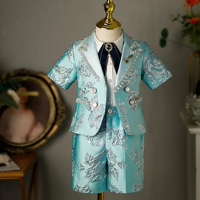 5PCS Children's Suit New Fashion Stage Boys' Piano Performance Clothes Wedding Birthday Baptism Party Prom Dress for Eid