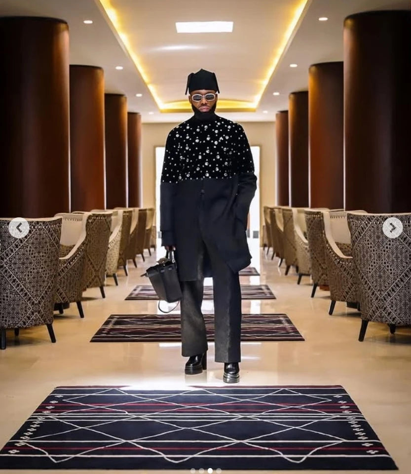 Luxury Black Men Suit Set 2 Piece Long Blazer+Pant Trousers Glitter Crystal Customized Formal Office Jacket Wedding Tuxedos Coat
