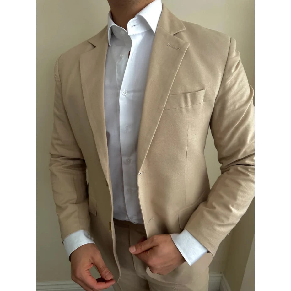 Trajes de hombre color caqui de botonadura sencilla con solapa con muesca, planos, largo regular, formales, de lujo, de 3 piezas, chaqueta, pantalón, chaleco, para boda