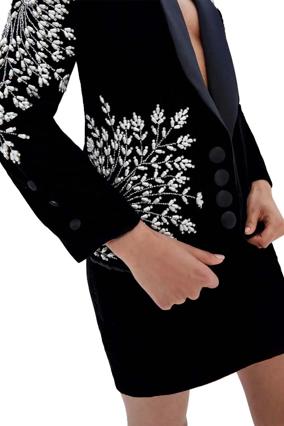Velvet Women Skirt Suits Tea Length Slim Fit 2 Pcs Crystal Jacket Prom Evenings Guest Formal Wear Customized Party Outfits