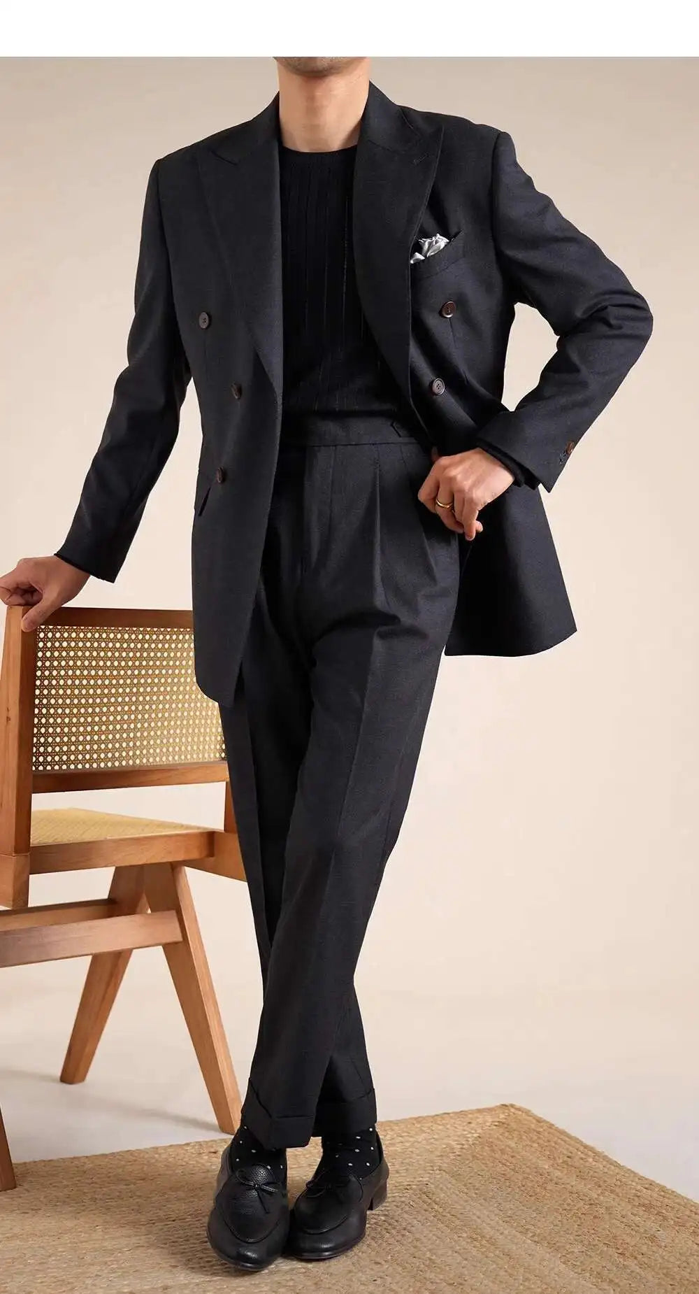 Double Breasted Wedding Suit Men Tuxedo Suit Smoking Homme Mariage Traje Novio Wool Italian Blazers Suit for Men's Business