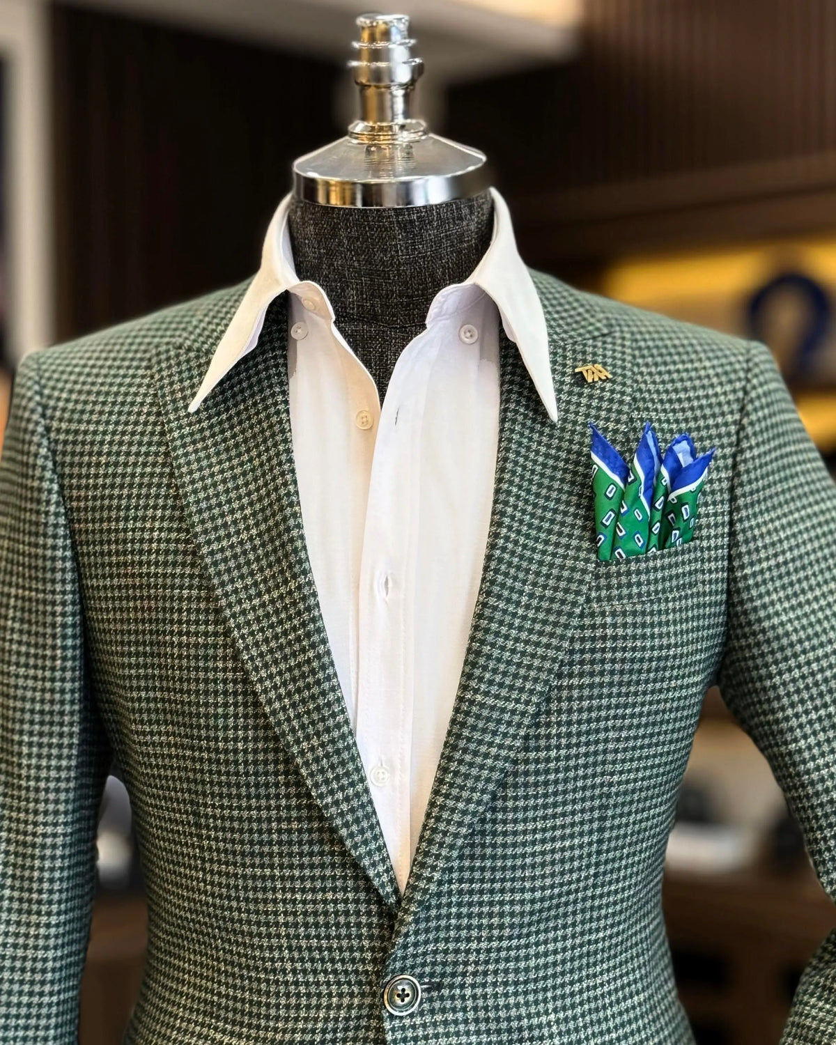 Casual Man Tuxedos Houndstooth 1 Pcs Jacket Men Suit Handsome Peaked Lapel Single Breasted Evening Wedding Groom Customized