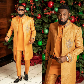 Muslim Men Suits Rhinestone Tailor-Made 2 Pieces Jacket Blazer The Middle East Jacquard Evening Party Customized Coat Pants