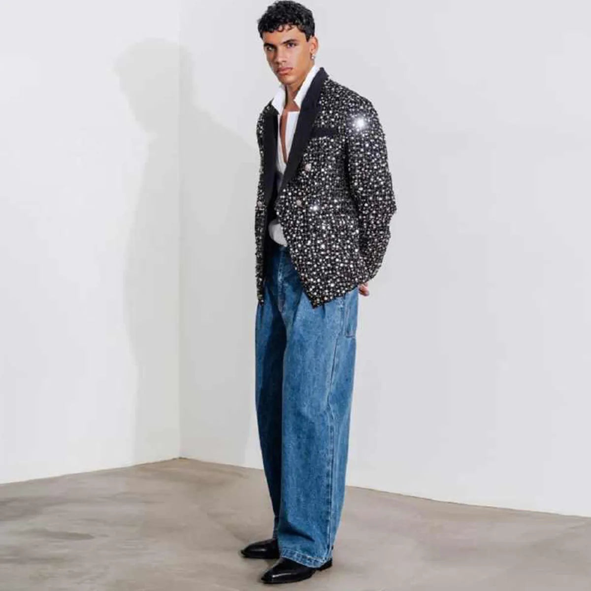 Customized Designer Fashion Beads Crystals Men Suits Groom Wedding Tuxedos 2 Pieces Sets Male Prom Blazer
