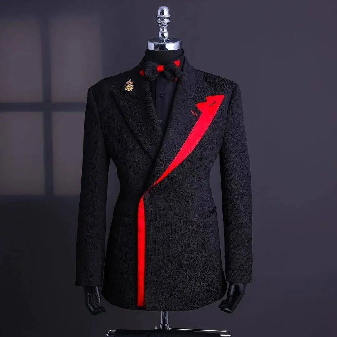 Classic Wedding Tuxedos Handsome Men Suits Peaked Lapel 2 Piece Set Jacket Vest Business Blazers Customized High Quality