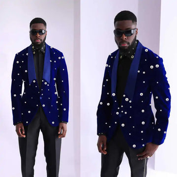 Retro Men Suits for Wedding Pearls Shawl Lapel Blazer One Piece Tuxedo One Button Celebrity Party Coat Customized Only Jacket
