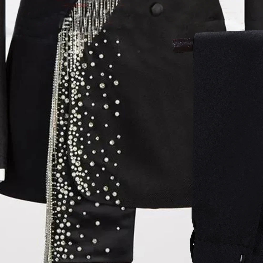 Luxury Suit For Men 2 Pieces Double Breasted Outfit Set Suits Jacket with Pants Mens Clothing Wedding Tuxedo