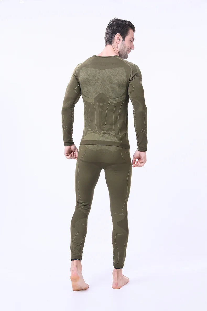 Men's Compression Shirt and Pants Set Long Sleeve Fitness Sportswear Black