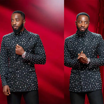 Luxury Beaded Wedding Tuxedos 2 Piece Set Jacket Pants Single Breasted Men Suit  Customized Groom Wear Party Evening Suits