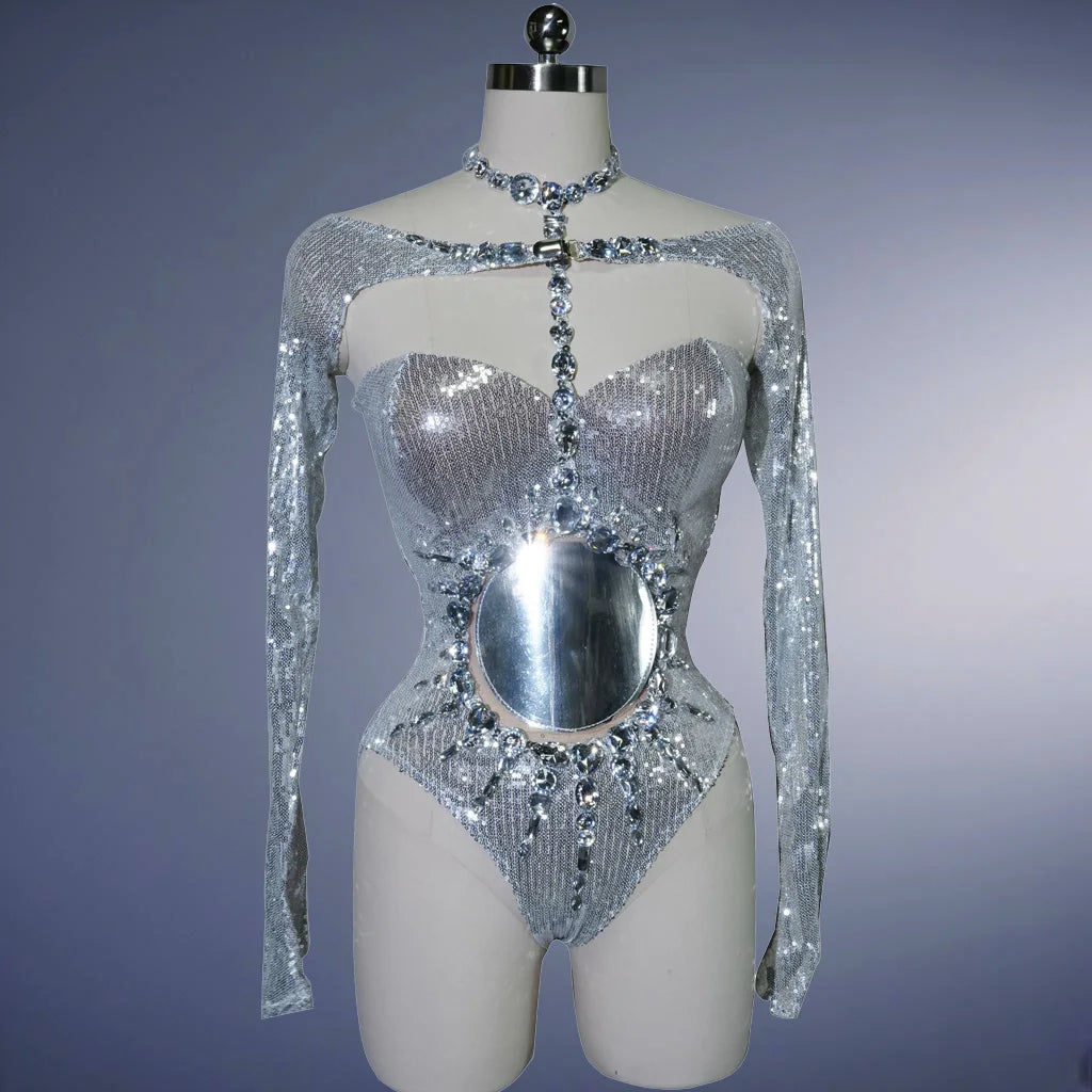 Sparkly Luxury Full Rhinestones Bodysuit Club Stage Drag Queen Festival Celebrate Performance Party Birthday Dance Wear Night