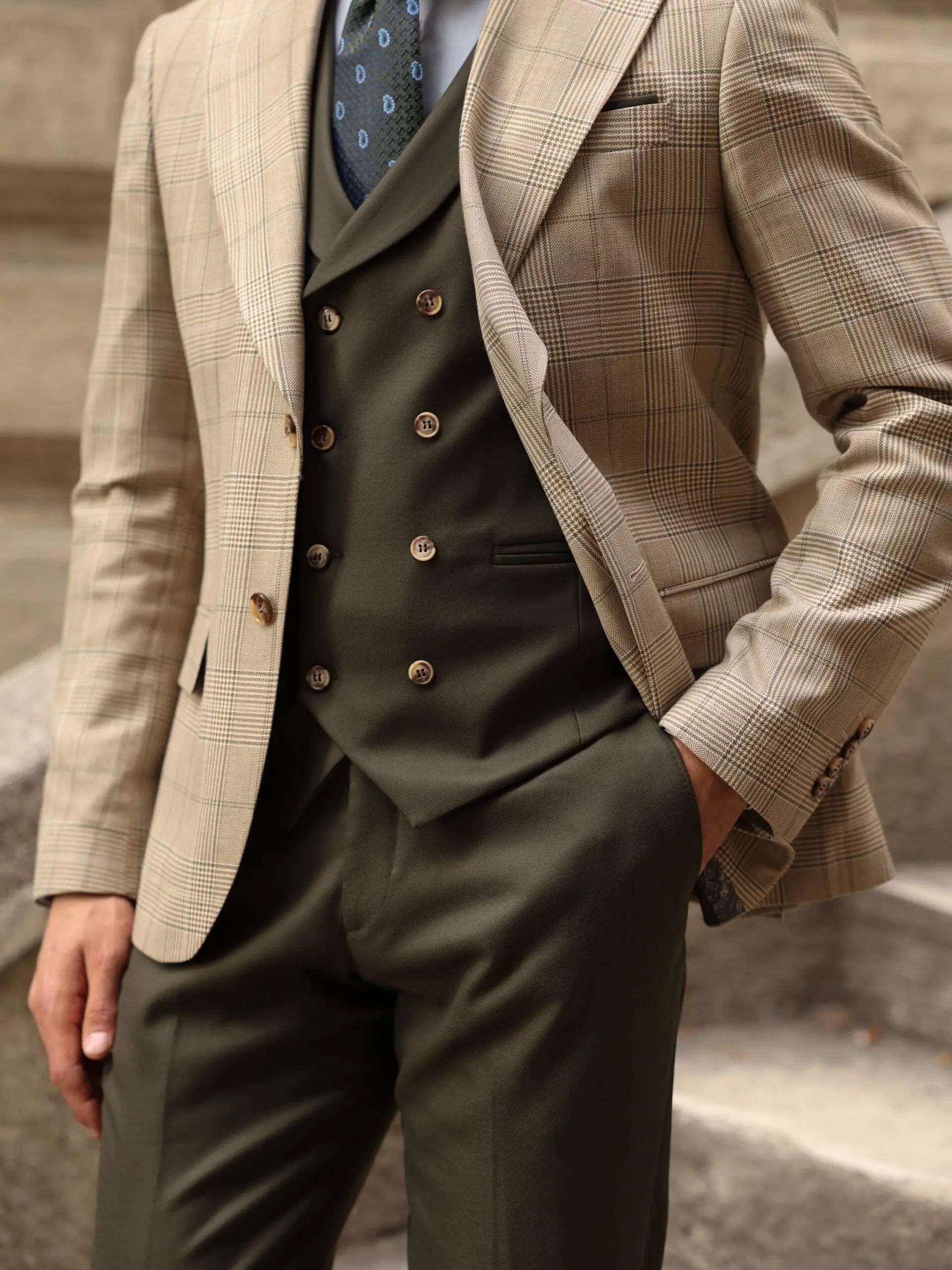 Trajes modernos para hombre, a medida, de 3 piezas, con blazer, chaleco y pantalón, de botonadura sencilla, solapa de pico, a cuadros, a rayas, para novio, hechos a medida, talla grande. 